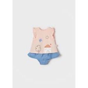Size 2-4 months Mayoral Peach Top with Blue Ruffle Diaper Cover